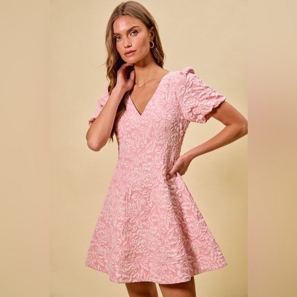 SO ME Floral Jacquard Fit And Flare Daily Mini Dress - Picture 5 of 15